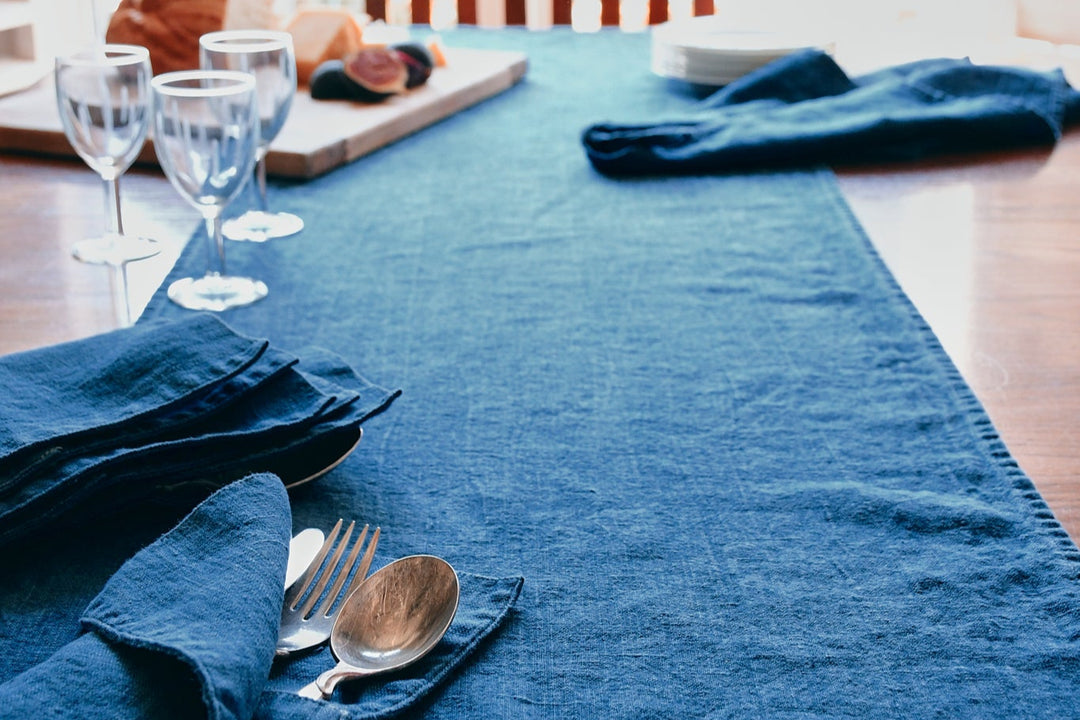 Linen Table Runner - Just Blue