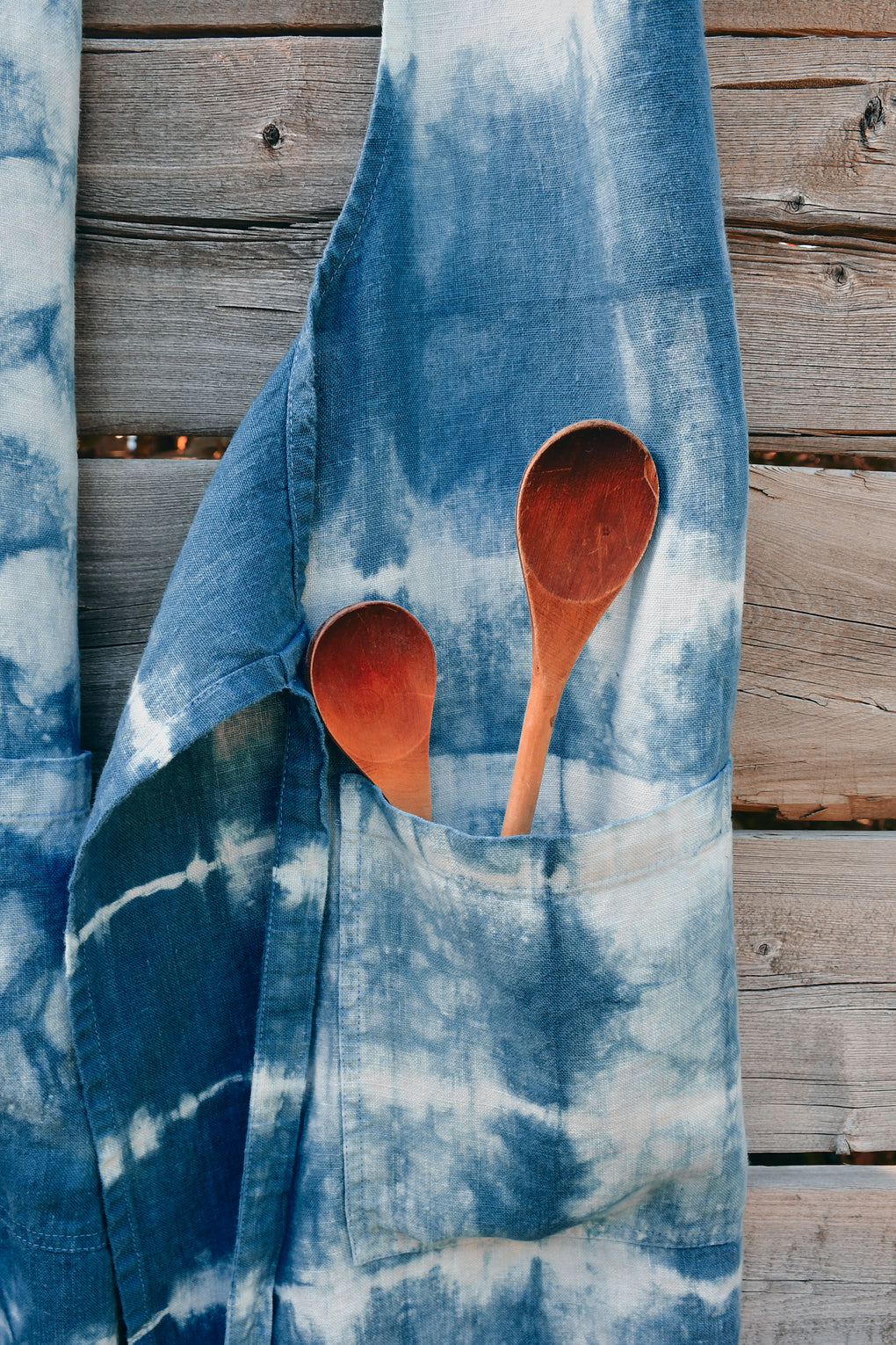Linen Apron with Mother's wooden spoons 